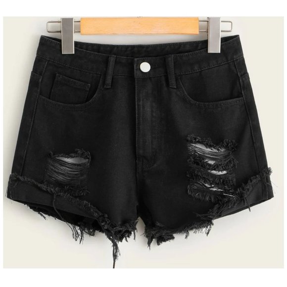 SHEIN Pants - Black Ripped Shorts